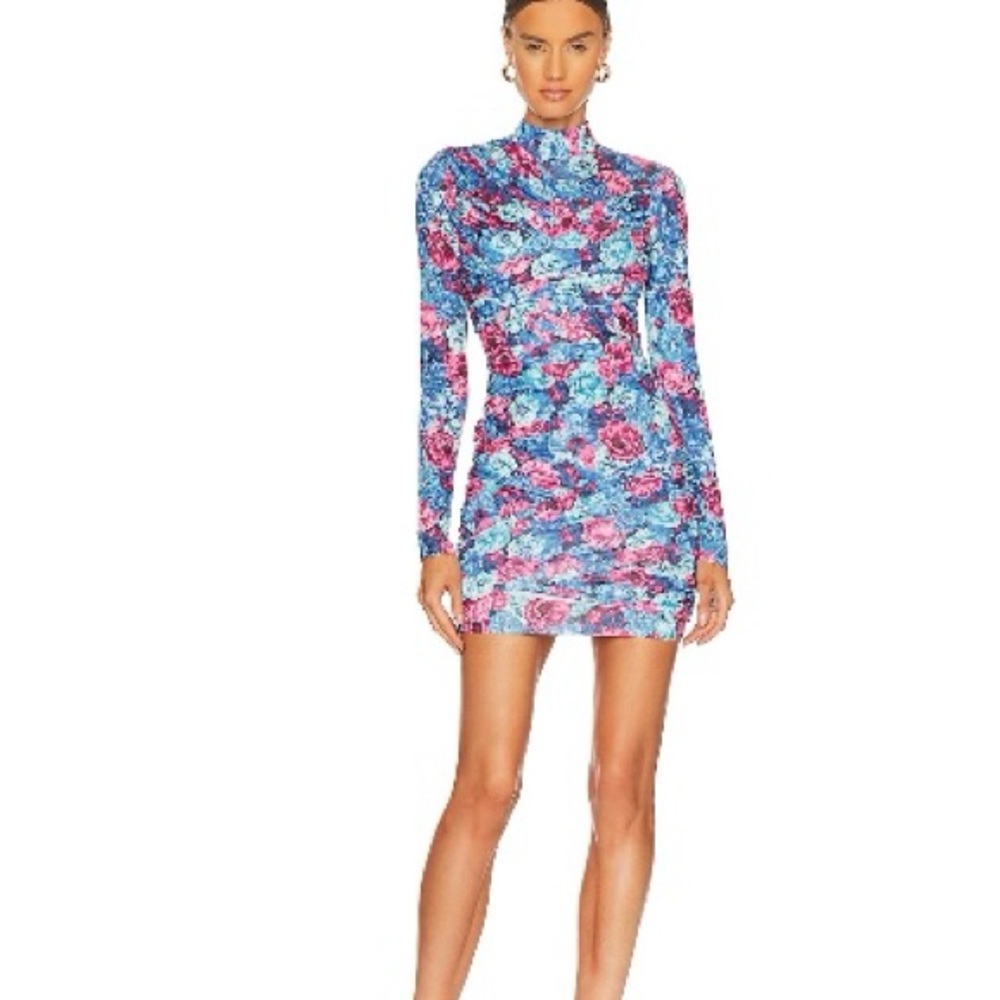 Lovers + Friends Blue and Pink Floral Long Sleeve Dress